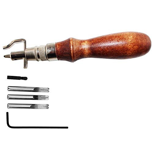 Leather Groover Tool,Knoweasy 7 in 1 Pro Stitching Groover and Creasing Edge Beveler,Leather Edge Stitching Tool