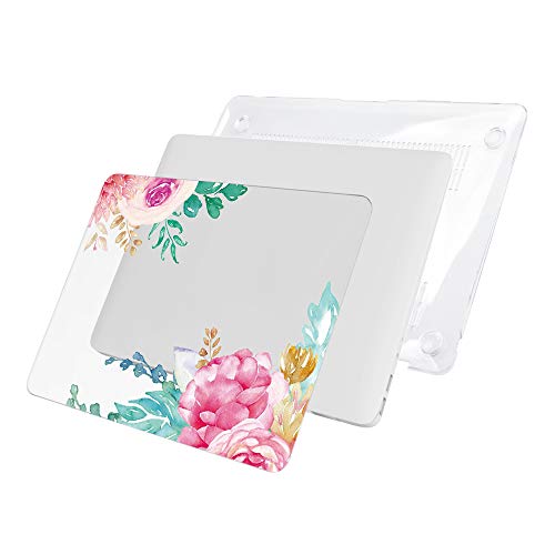 HRH Watercolor Rose Clear Glossy Design Laptop Body Shell Protective Hard Case for Apple MacBook Newest Air 13" Inch with Retina Display fit Fingerprint Touch ID (Model A1932,2018 Release)