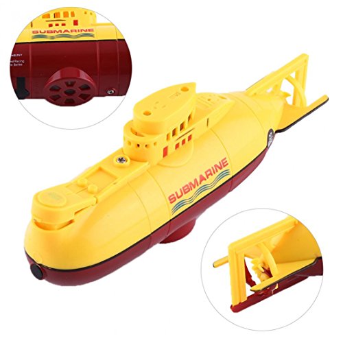 Rumfo Mini RC Water Boat Toy Remote Control Boat Plastic Model Submarine Ship Electric Toy Waterproof Diving in Water Indoor Toys for Fish Tank Pools Kids Gift (Yellow) - Thumbnail 3