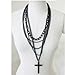 Easygoby 1Pcs Fashion Retro Multi-Layer Chains Pendant Black Cross Metal Long Necklace