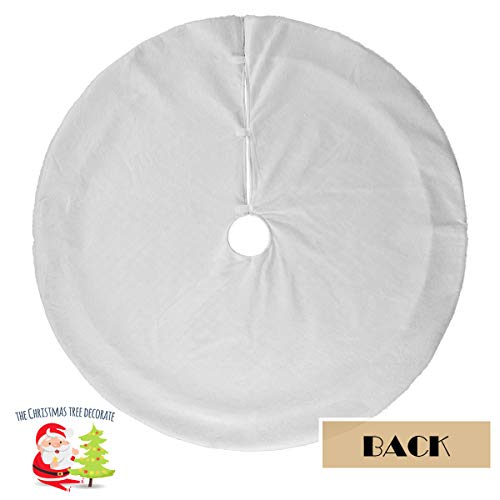 EDLDECCO Christmas Tree Skirt 48 Inches White Rhombus Texture with Faux Fur Border Double Layers Handicraft Xmas Decoration Holiday Ornaments