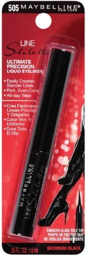 Maybelline New York Line Stiletto Ultimate Precision Liquid Eyeliner, Brownish Black 505, 0.05 Fluid Ounce (Pack of 3)