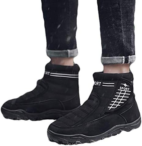 GanQuan2018 Men's Snow Boot Anti-Slip Slip On Warm Outdoor Black Brown Ankle Boots