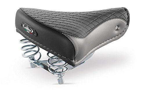 1750 Export Men and Women’s Leather Bicycle Saddle for City Bike, Beach Cruiser, Dutch Bicycle in Vintage Retro Look, Available in Various Colours – Made in Italy, black/grey