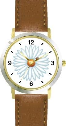 Amazon Com Lady Bug On Daisy Flower Ladybug Jp Animal Watchbuddy Deluxe Two Tone Theme Watch Arabic Numbers Brown Leather Strap Size Women S Size Small Watchbuddy Watches amazon com