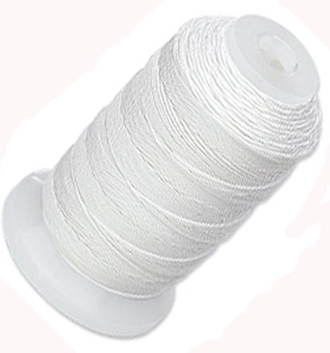 Beading Thread, 200 Yards, 0.0128 Inch (0.325mm), White, Silk Cord for Stringing, Weaving, Knotting, Essential for Gemstone Beads and Pearls
