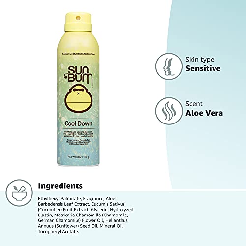 Sun Bum Cool Down Aloe Vera Spray Vegan After Sun Care with Cocoa