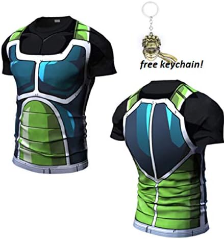 JarilnMo Men DBZ Goku Compression Workout Armor Long Sleeve/Short Sleeve Shirt with Free Keychain