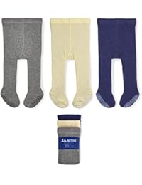 LA Active Baby Tights - 3 Pairs - Non Skid/Slip Cotton (Grey/Cream/Navy, 3-6 Months)