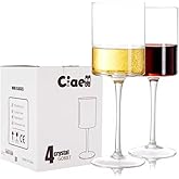 Ciaell 4 Pack 14OZ Square Crystal Stemmed Modern Wine Glasses - Large Premium Large Red Wine Glasses - Elegant Long Stem Stemware Dishwasher Gift Set