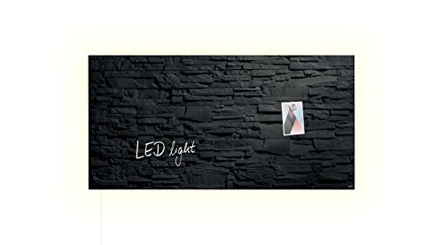 SIGEL GL407 Lavagna magnetica in vetro premium, superficie lucida, 91 x 46 cm, con LED, montaggio facile, antracite, Artverum
