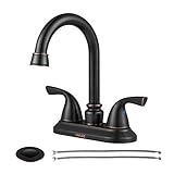 PARLOS Double-Handle Lavatory Faucet with Drain Assembly and Supply Hose Lead-free cUPC Bathroom Faucet Mixer Two-Handle Lavatory Vanity Utility Laundry Faucet Oil Rubbed Bronze, 13592