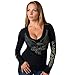 Hot Leathers GLC3026 Black, 2XL Lady Rider Upwing Eagle Ladies Long Sleeve Biker Tee (Black, XX-Large)