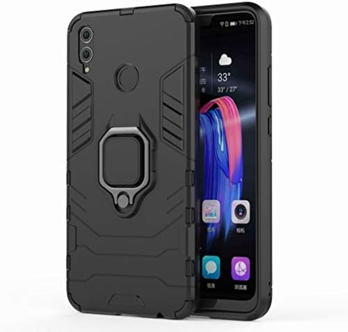 Huawei Honor 8X Case Multi-Function Cover Ougger Shock Absorption [Ring Kickstand] Tough PC + Soft TPU Cushion Rubber 2in1 Extreme Protection Back Gear Rear Huawei Honor 8X (Dark)