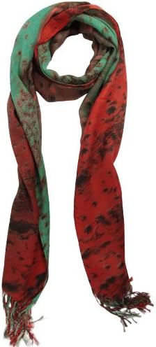 Women's Tiger Print Super Soft and Silky Fashion Pashmina Shawl Wrap Scarf - Red Green