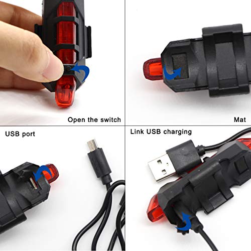 The perseids Bike Light USB Rechargeable, Mountain Road Bicycle LED Front and Tail Light, Waterproof, Easy to Mount, Cycling Flashing Safety Warning Lamp for Outdoor Rider