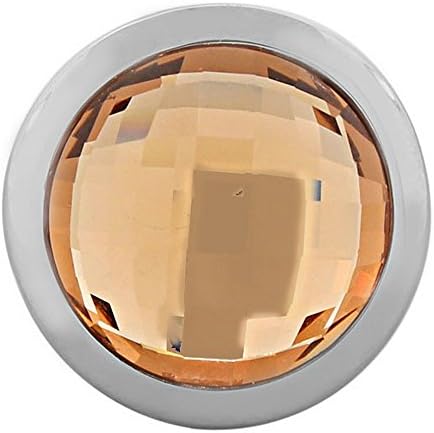 FERRARO Stainless Steel Silver-Tone Light Brown Solitaire CZ Large Statement Cocktail Ring