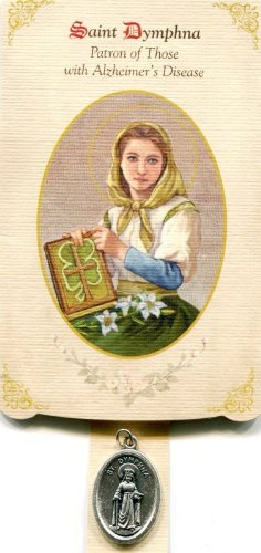 6pc Patron Saints of Healing St. Dymphna (Alzheimer's Disease) Healing Holy Card with Medal