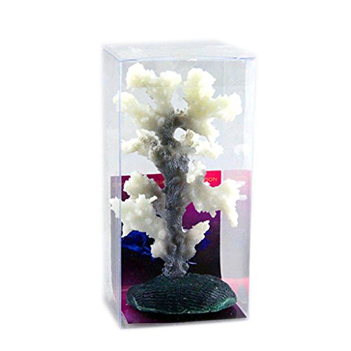 Boofab Artificial Plant Coral Ornament for Aquarium Fish Tank Decorations Fresh Salt Water Realistic Glowing Actinic Lighting Non Toxic Silicone Resin Thin Invisible Line Suction Cups (B)