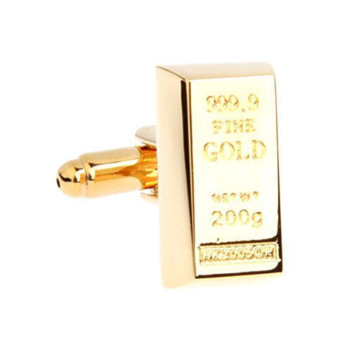 Gold Platted Bullion Bar Cufflinks Cuff Links Money Business Investor Gangster
