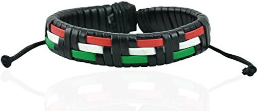 Alpah Man TriState Adventure Holiday in Boots Thread-Woven Faux Leather Bracelet (Red &amp; Green, 7.05)