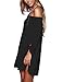 Just Quella Women's Off Shoulder Loose Long Shirt Blouse 8650 (M, Black)