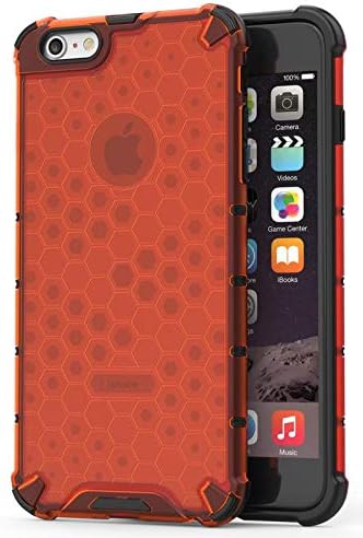 Zivite Transparent Honeycomb Hybrid Hard PC + TPU Bumper Impact Resistant Protective Cover/Case for Apple iPhone 6S Plus - Clear Red