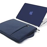 GMYLE MacBook Air 13 Inch Case A1466 A1369 Old Version 2010 2017 and 13 13.3 Inch Handle Carrying Sleeve Bag 2 in 1 Set (Navy Blue)