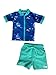 SwimZip¨ Zipper Short Sleeve Rash Guard Swimsuit Set Captain Kid Blue