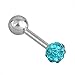 Top Plaza 6pcs CZ Gem Beads 16G 4MM Stainless Steel Bar Tragus Cartilage Ear Studs Earrings