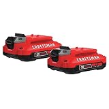 CRAFTSMAN V20 Lithium Ion Battery, 2.0-Amp Hour, 2 Pack (CMCB202-2)