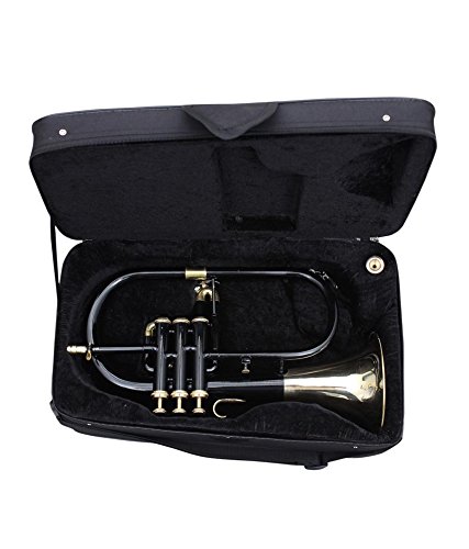 FLUGEL HORN Bb PITCH BLACK + BRASS WITH FREE HARD CASE + MOUTHPIECE - Thumbnail 5