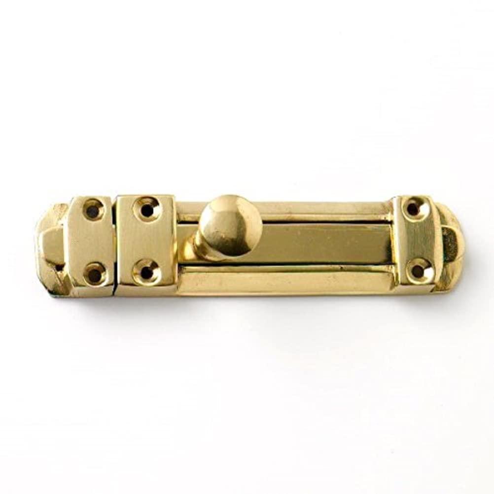 Merriway BH02040 Heavy Duty Tower Bolt, 100mm (4 inch) - Polished Solid Brass 100 mm