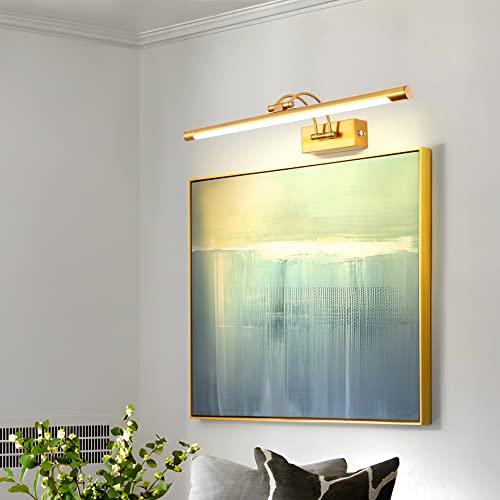 TYhogar Bathroom Mirror LED 60 cm 3 Colour Temperatures Adjustable and Brightness | 12W Brass Wall Light Arch with Swivel Head, Dimmable Without Scale, Anti-fog, Illuminated Mirror for Bathroom and Vanity