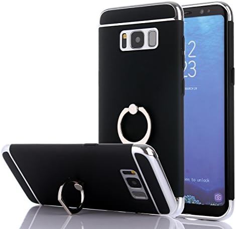 Samsung Galaxy S8 case,360 Degree Rotating Ring Kickstand Case,3 in 1 Thin and Slim Removable Hybrid full Protective Hard PC Shockproof [Scratch-Resistant] case for Galaxy S8(black)
