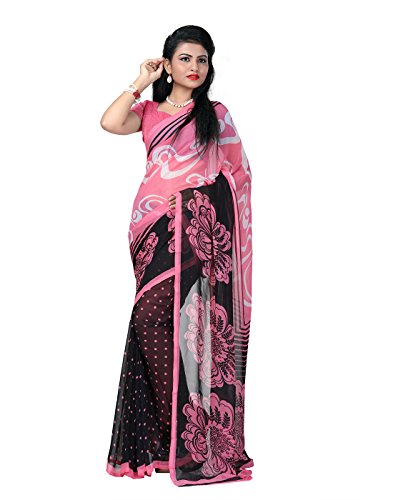 Janasya Women's Pink Printed Georgette Saree