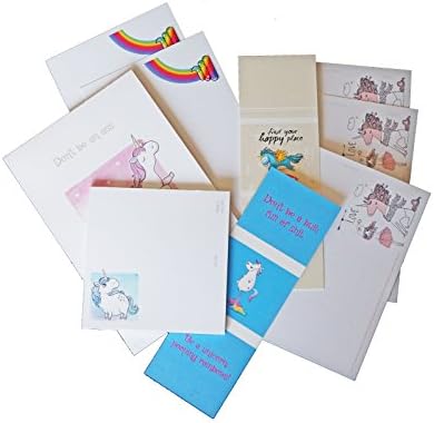 Funny Unicorn Rainbow Pride Stationary Note Pad Card Bookmark Gift Set for Adults