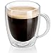 Set Of 2 Mugs, Strong Double Walled Insulated drinking glasses with handle, 10 oz Glass Coffee Cups Dishwasher. Microwave, freezer with NO RISK. Jecobi.