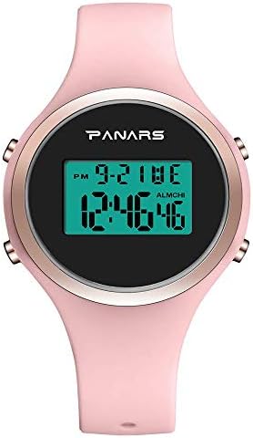 デジタル 腕時計 レディース ガールズ時計 学生ストップウォッチ Led バックライト 夜光インデックス 50m防水 薄型ファッション おしゃれ カジュアル 目覚まし時計 時報 曜日 誕生日 クリスマス バレンタインデー ピンク