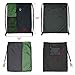 Drawstring Backpack Sports Gym Bag for Women Men Children Large Size with Zipper and Water Bottle Mesh Pockets (Black/Green)
