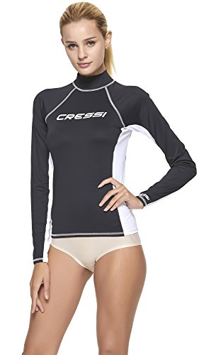 Cressi Women's Lady Long Sl Rash Guard, Black/White, X-Small Size 1 UK