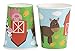 Juvale Farm Themed Party Decorations - 144-Piece Set, Serves 24, 9 In Plates & 9 Oz Cups, Red & White Checkered Animal Design - Farm Birthday Decorations, Party Plates & Napkins