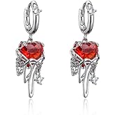 Stylish irregular hanging earrings Personality Punk style Red Heart earrings M517