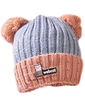 Winter Knitted Beanie Hat Cat Double Balls Baby Cap Hats For Boys&Girls