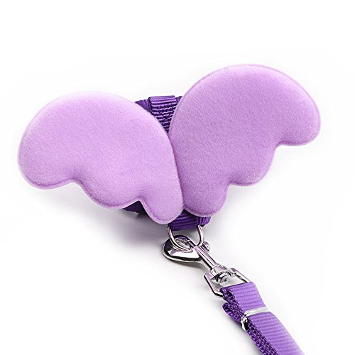 Smdoxi Dog Puppy Harness Leash Collar Cat Vest Strap with Angel Wings (Purple, S) - Thumbnail 5