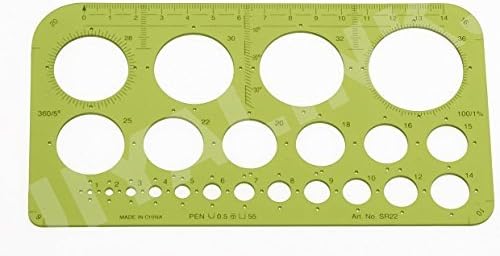 CIRCLES TECHNICAL DRAWING CIRCULAR SHAPES STENCIL TEMPLATE-SIZE 1 - 36mm - SR-22 by KWOKS