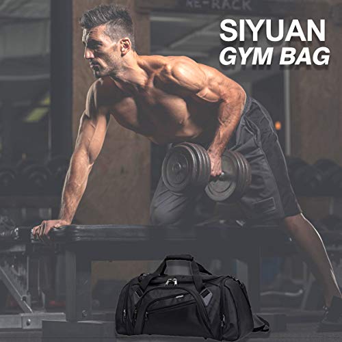 SIYUAN Gym Bag for Men Sports Duffel Athletic Exercise Big Training Boxing Equipment Bag with Shoe Compartment, Black, X-Large