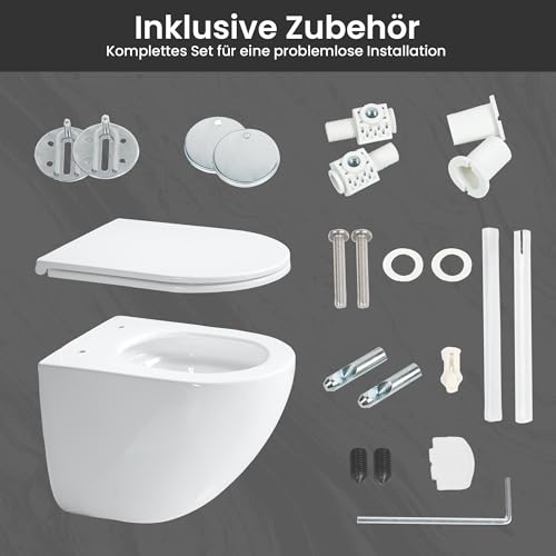 Casta Diva Suspended WC without Rinsing Edge, 360° Superspin Wall Toilet, UF Bowl, Completely Closed, Silent Soft-Close Seat, Dimensions 48.5 cm, Ideal for Bathroom and Guest Toilet