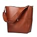 S-ZONE Women's Fashion Vintage Leather Tote Shoulder Bag Handbag Purse, Brown, Large
