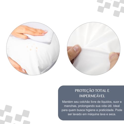 Protetor de Colchão Solteiro Premium 100% Impermeável, Silencioso, Branco Liso 1,90m x 90cm x 30cm Antiácaro, Com Elástico Ajusável, Não faz Barulho, Prático e Resistente